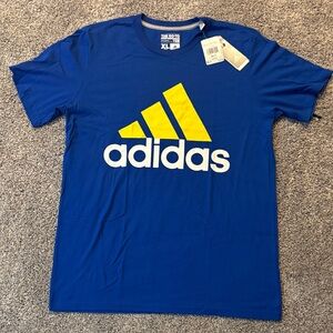 Adidas Men's Royal Blue Tee with Vibrant Yellow Logo